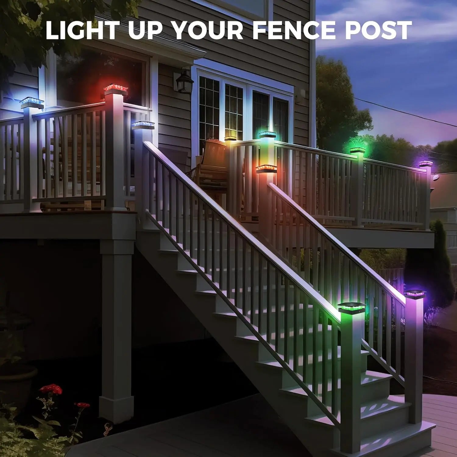 RGB Color Changing Solar Post Cap Light Outdoor 4x4 Solar Powered Fence Light Waterproof For Wood Vinyl Post Deck Porch Lighting Zpaxo