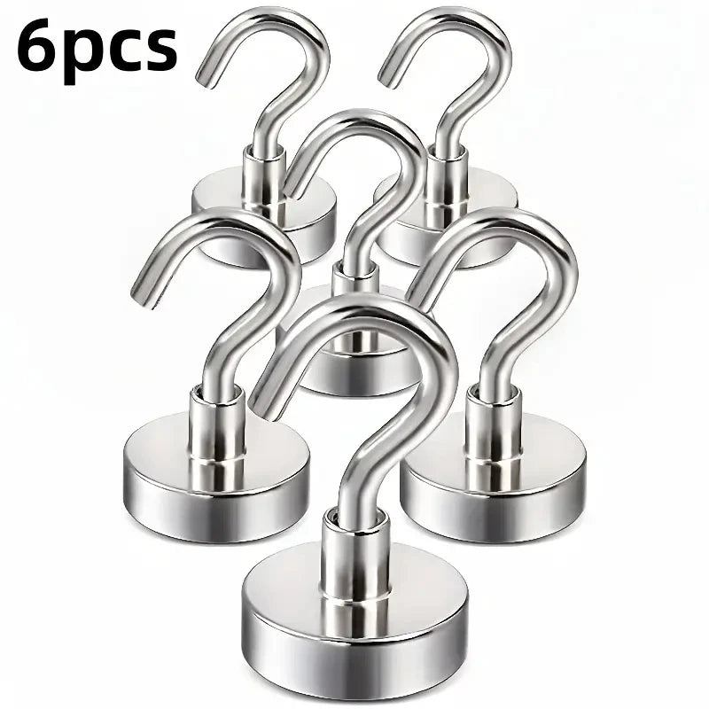 Magnetic Hook Heavy Duty, No Drill Wall Hooks for Bathroom Kitchen, Strong Hold Zpaxo 6PCS
