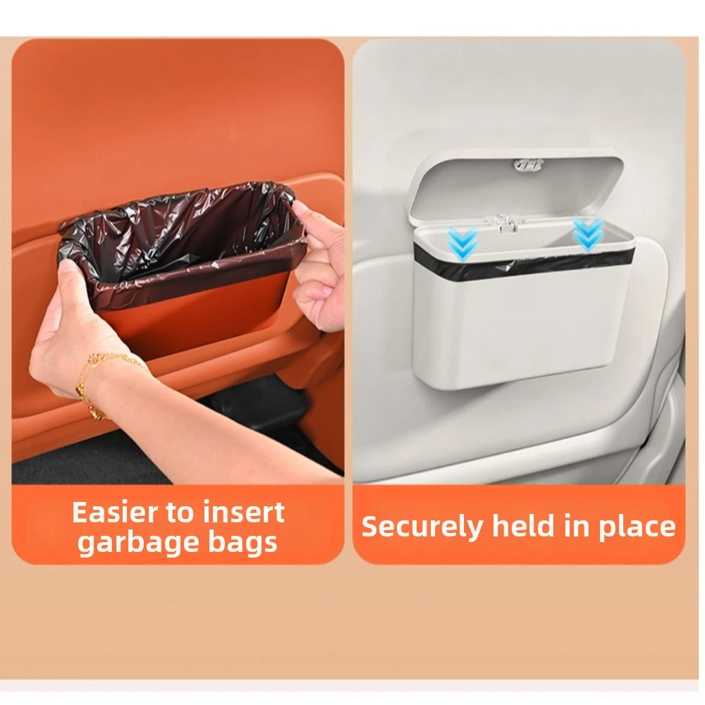 Car Mounted Hanging Garbage Bin Multifunctional Press Lid Storage Zpaxo