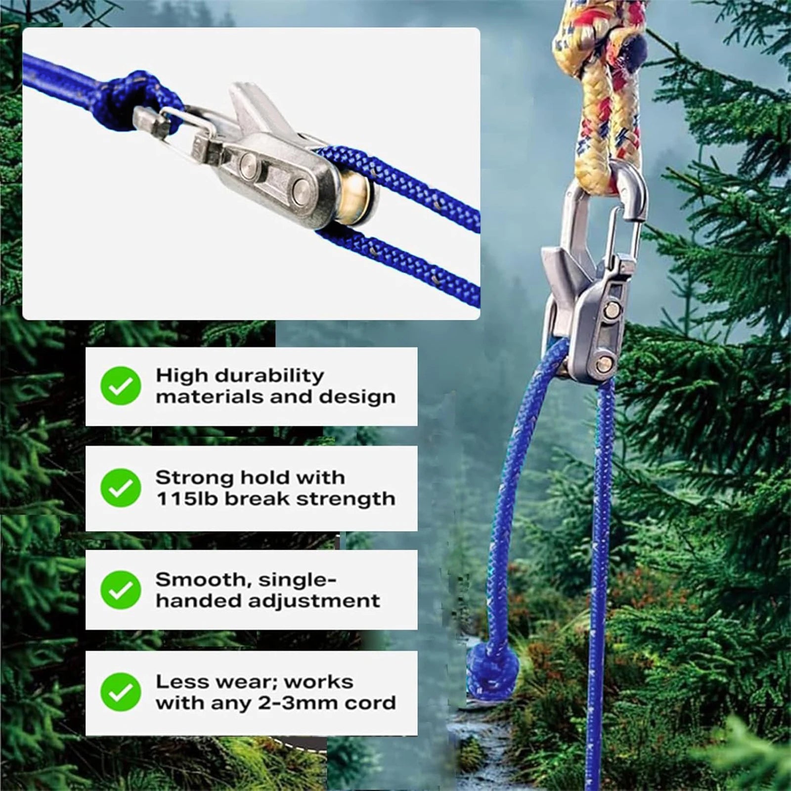2/4/6Pack Paracord Adjusters,ope Tightening Tool & Tensioner,Rope with Roller Tensioner Heavy-Duty Tie Down for Camping, Tarps Zpaxo