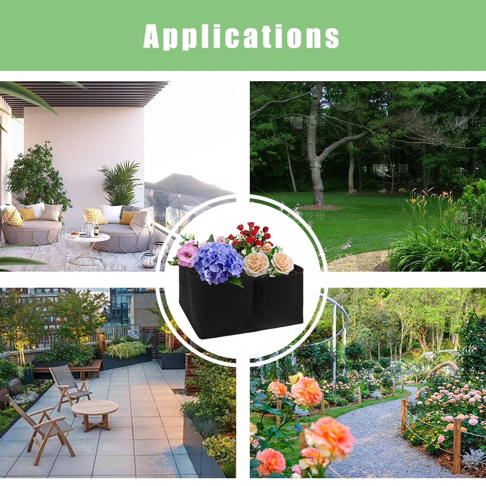Flowerpot Breathe Cloth Rectangular Planting Bag For Vegetables Flowers Raised Garden Bed Felt 4/8 Pockets Multi-grid Zpaxo