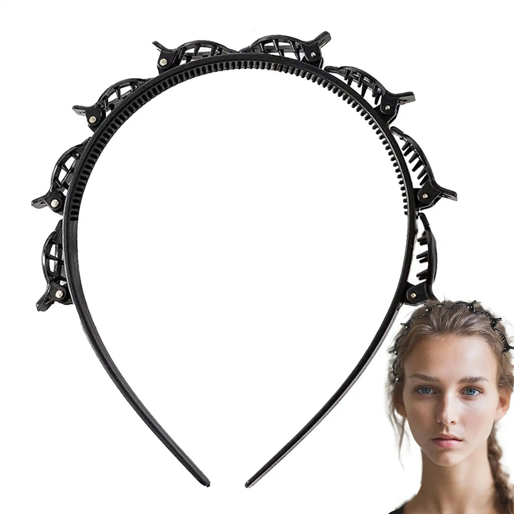 Women's Headband with Clips – Twist Plait & Bang Hair Hoop Clip Headband Zpaxo
