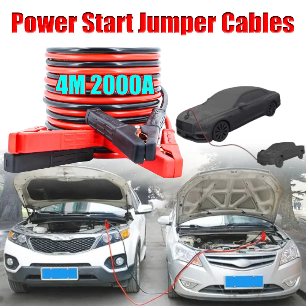 Auto Battery Heavy Duty Jumper Cables 4M 2000A Booster Cables For Cars Truck SUV Positive And Negative Firewire Jump Start Cable Zpaxo