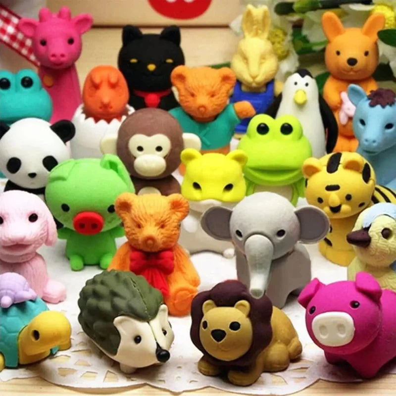 Animal Puzzle Pencil Erasers 12 Take Apart Desk Pets Toys Perfect