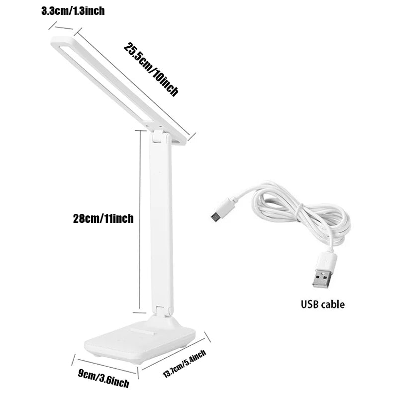 LED Foldable Desk Lamp 3 Stepless Dimming Touch Controls Eye-care Zpaxo