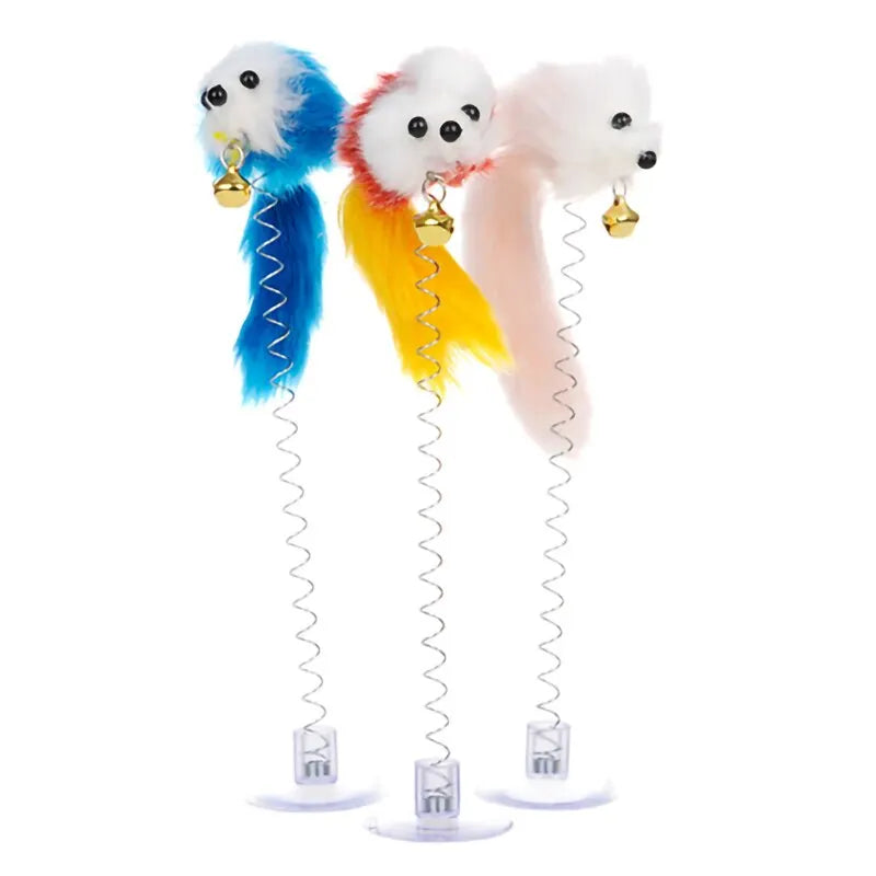 Cartoon Pet Cat Toy Stick Feather Rod Mouse Mini Bell Catcher Teaser