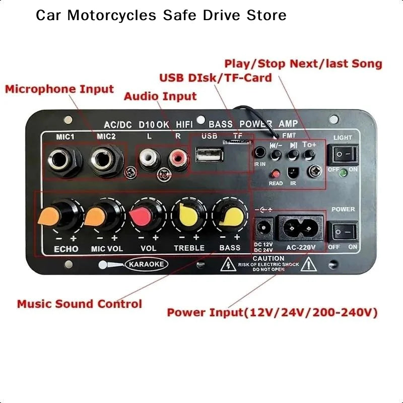 CMD30 D10 Amplifier 12V 24V Power Bluetooth Digital Display Car Audio