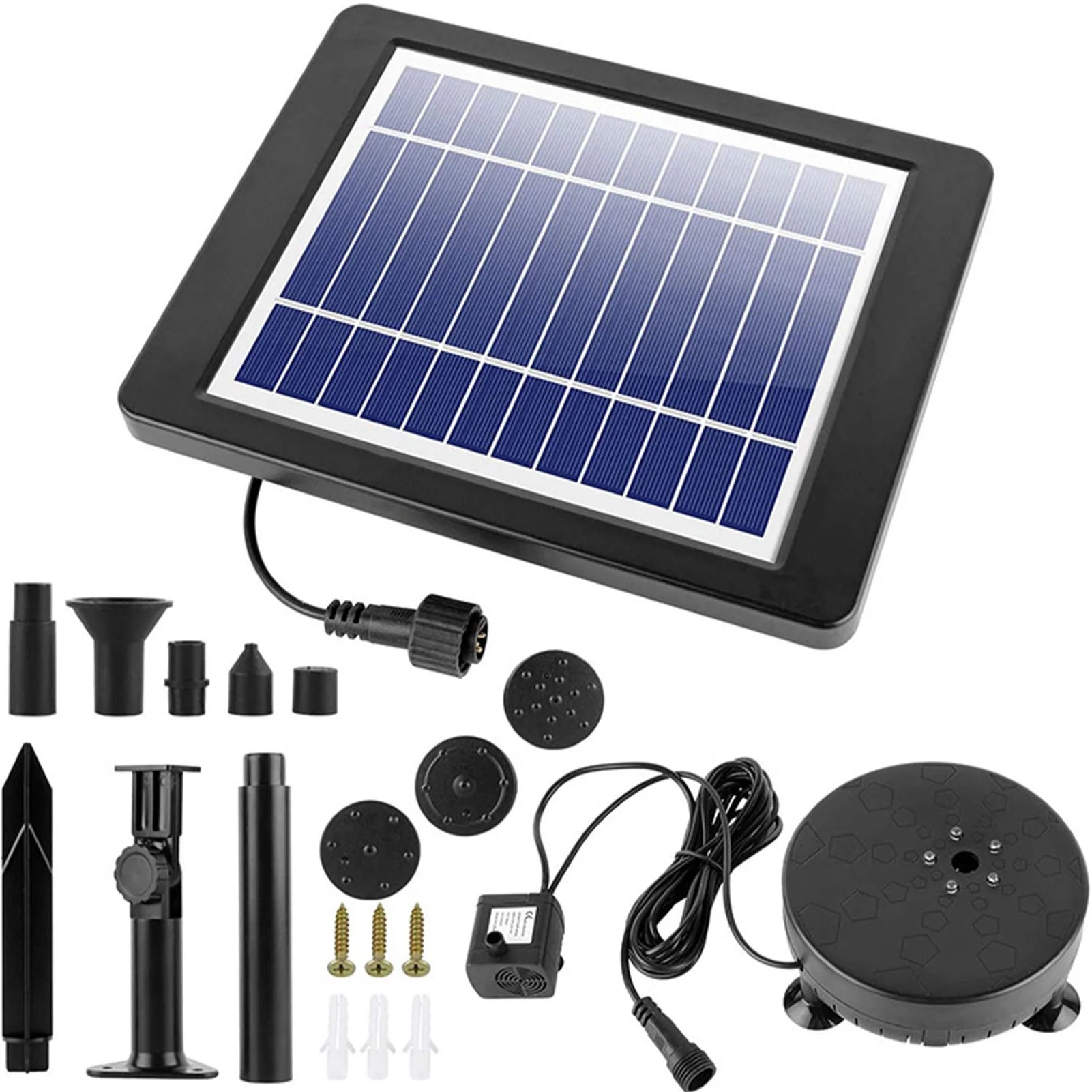 Solar Fountain Pump Solar Water Pump with 5 LED Color Light 7pcs Nozzle Kit 170L/H Max Flow 40-60cm Spray Height for Garden Pond Zpaxo Default Title
