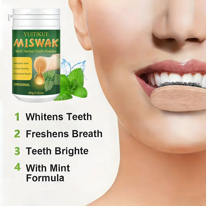 Miswak Mint Herbal Tooth Powder – Natural Whitening & Fresh Breath Herbal Tooth Powder Zpaxo