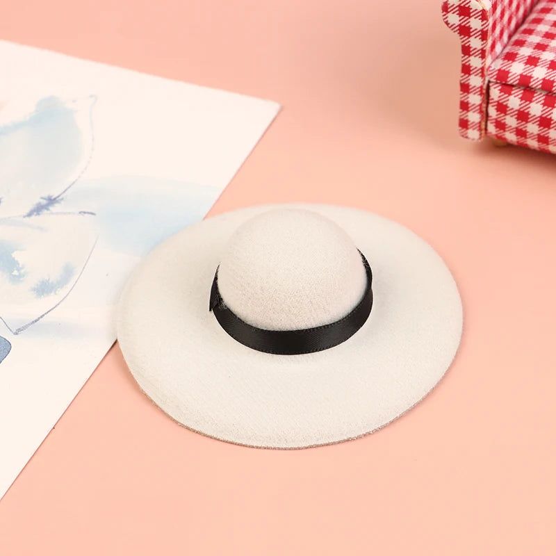 ▶1PCS Miniature Doll Top Hat Craft Hats Mini Dollhouse DIY ToysFit for 11.5"-12"(30cm) Doll Clothes Accessories Zpaxo White