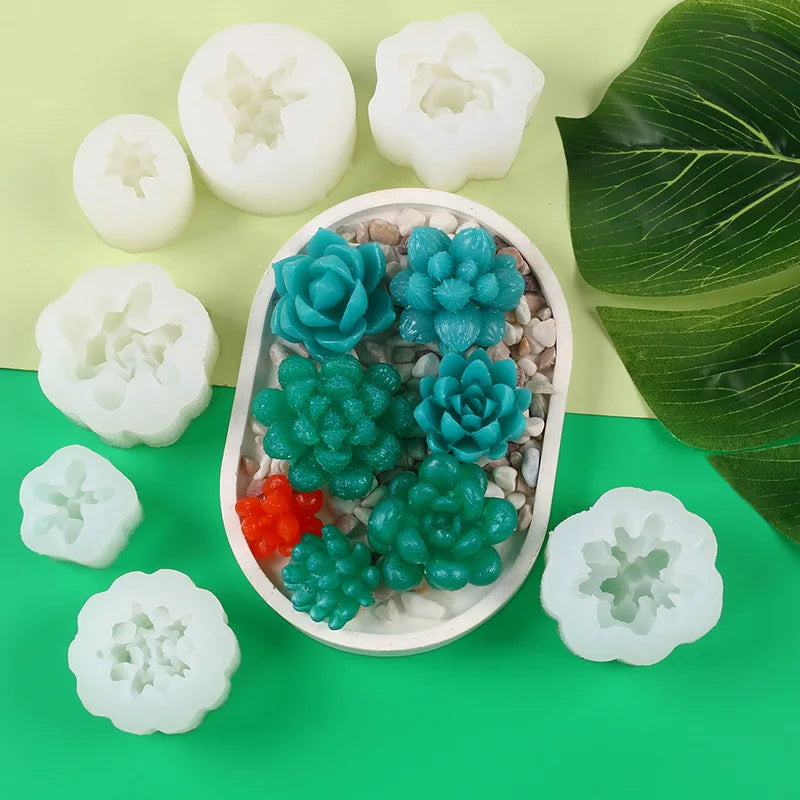 Succulents Candle Silicone Mold 3D Cactus Succulent Plants Soap Aroma Plaster Cement Craft Ornament Making Mold Home Decor Zpaxo