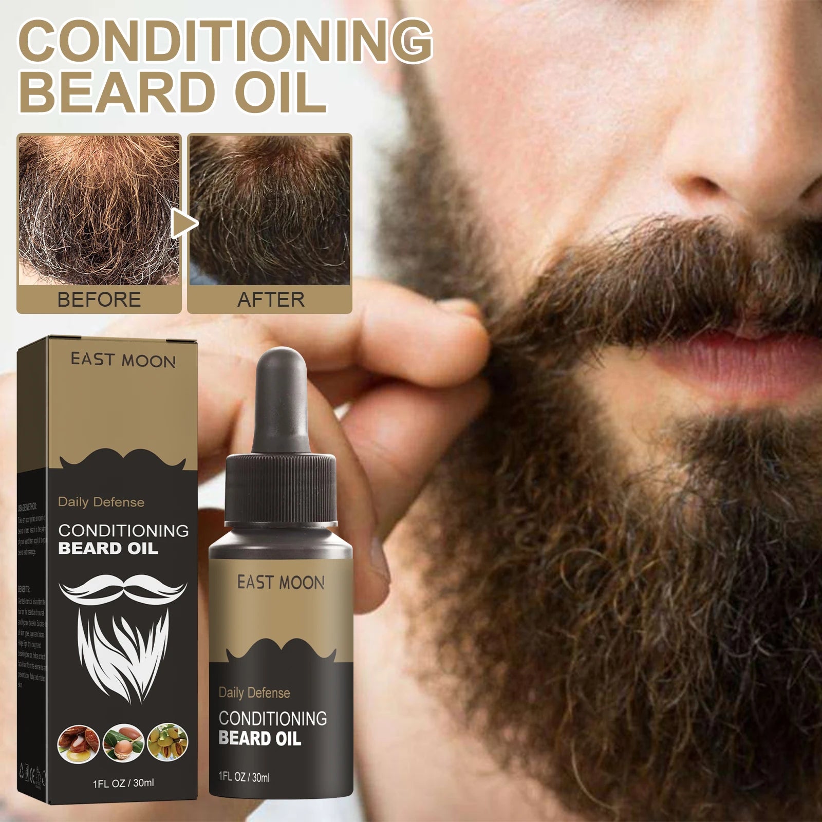 30ml Facial Hair Beard Growth Oil Serum For Men's Thick Soft Smooth Beard Oil Natural Moisturizing Beard Grooming Oil Beard Care Zpaxo Default Title