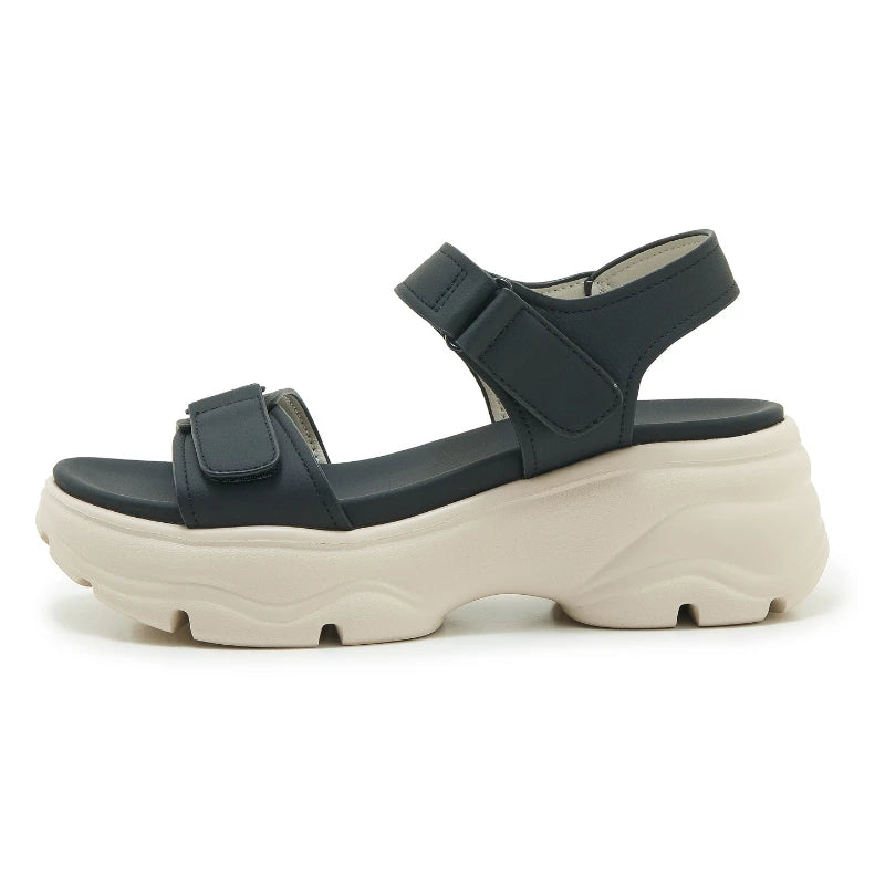 Open Toe Adjustable Hook Loop Straps Thick Sole Wedge Heel Zpaxo M3266-1 Black 35 China Mainland