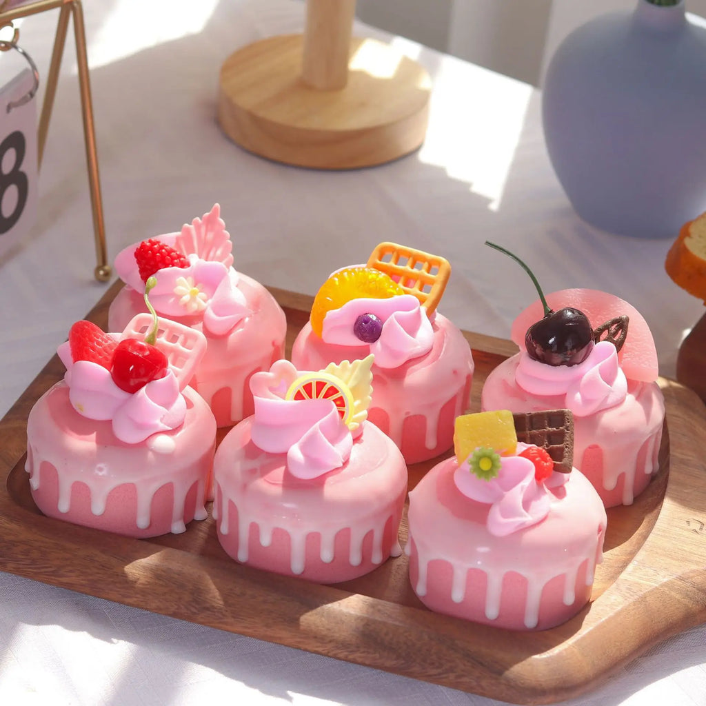 Realistic Artificial Cake Fake Model Pink Simulation Dessert