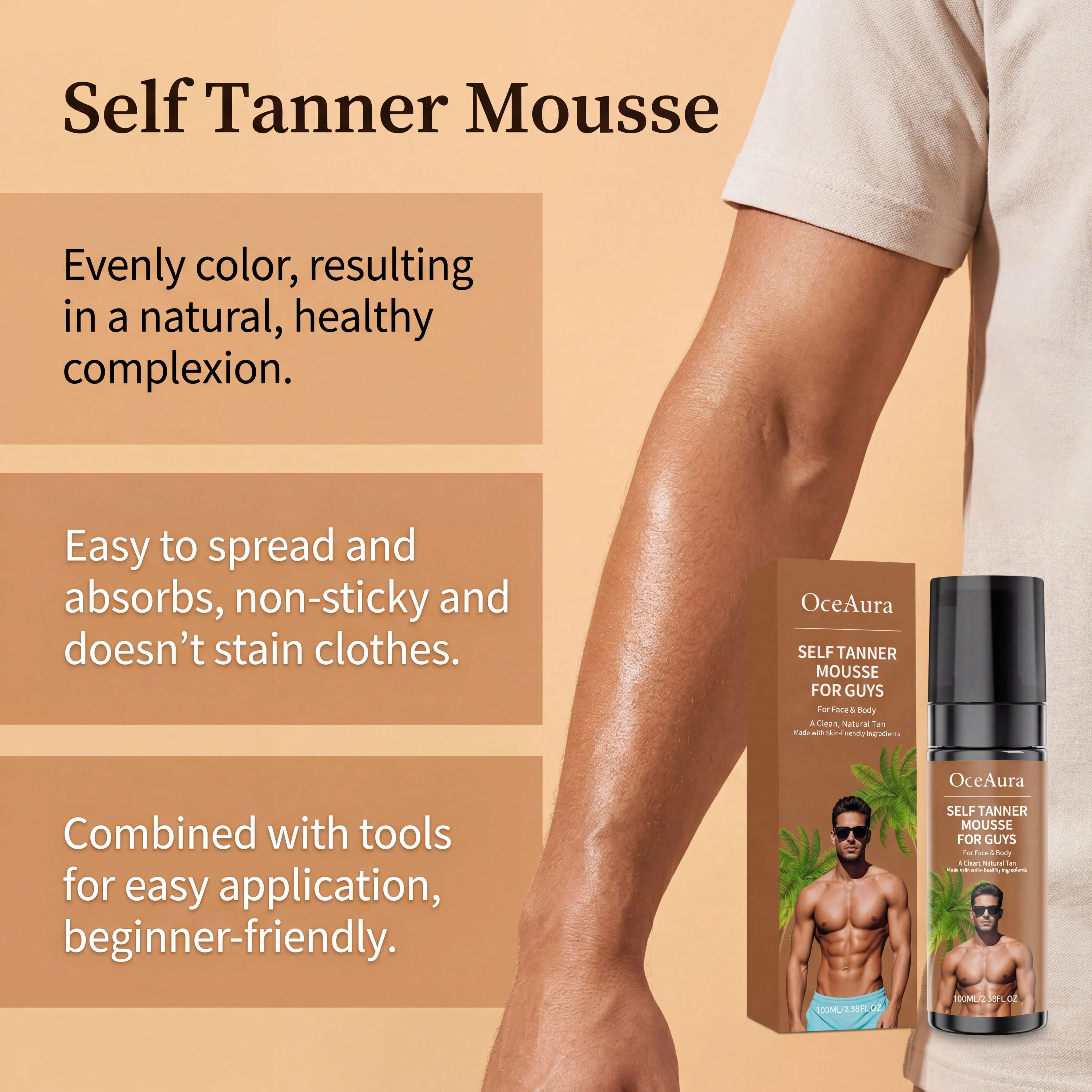 OceAura Self Tanner Mousse – Streak-Free Sunless Tanning Foam Self Tanning Mousse Zpaxo