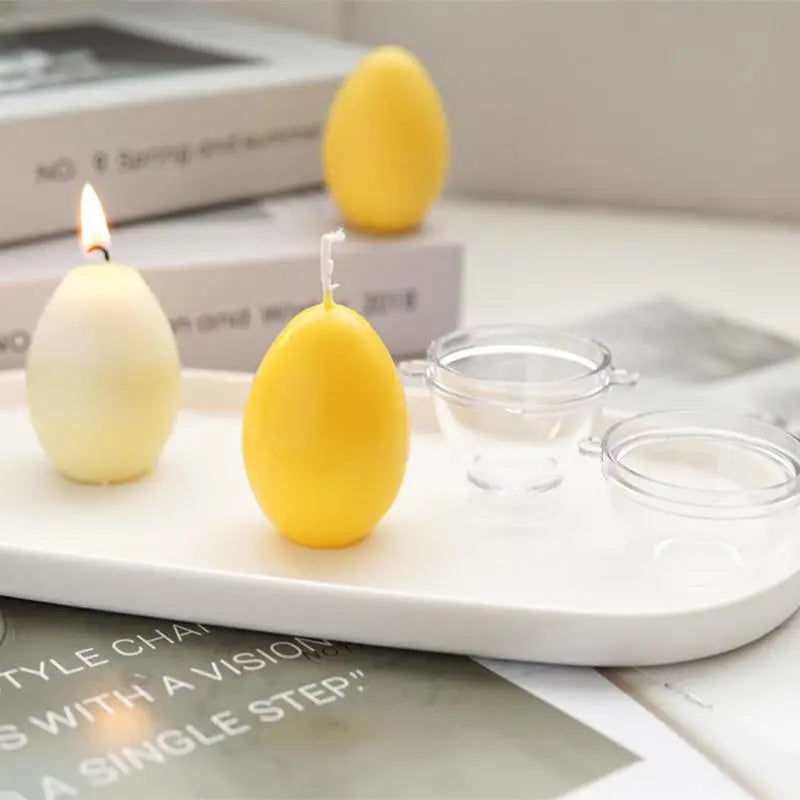 3D Egg Shape Plastic Candle Making Mold Easter Reusable DIY Handmade