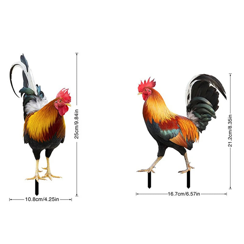Garden Rooster Statue Chicken Sculpture For Yard Decor Weatherproof Hen Figurine For Patio Backyard Home Outdoor Decoration Zpaxo