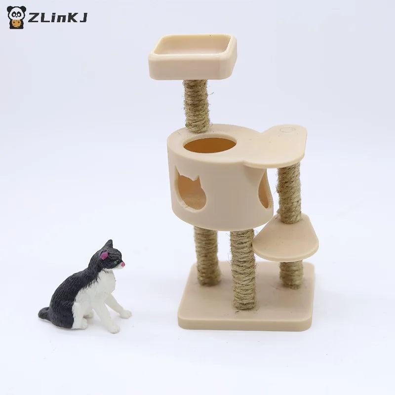 ▶1/12 Dollhouse Simulation Pet Cat Climbing Frame Model Dollhouse Miniature Furniture Accessories Micro Scene Construction Props Zpaxo