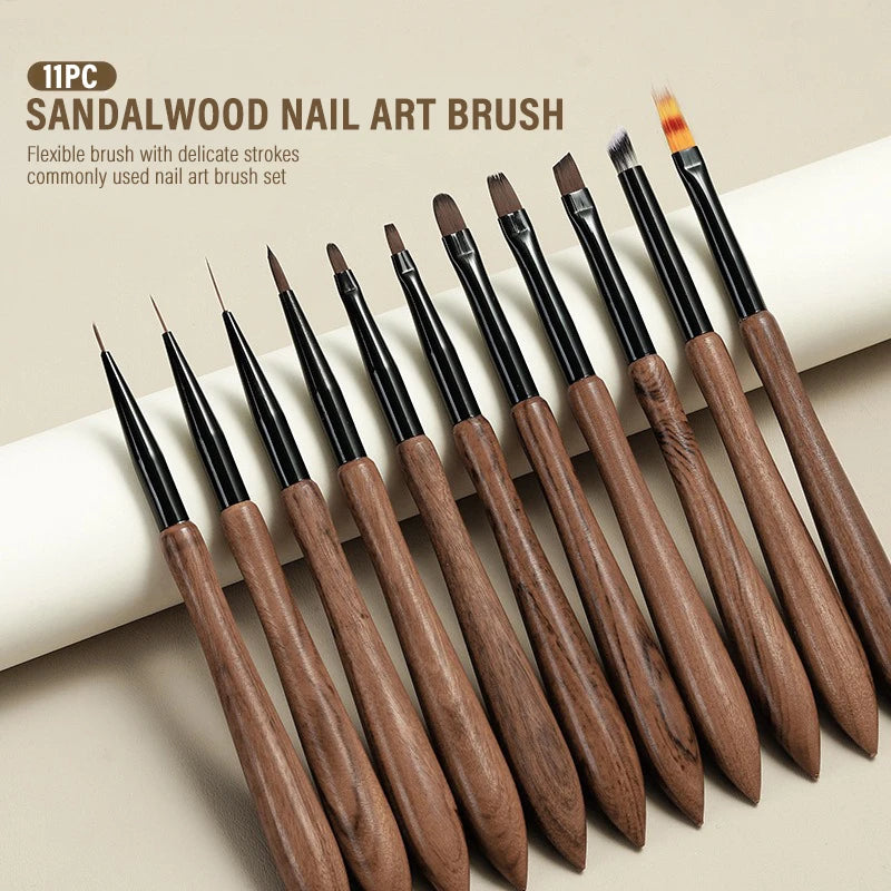 Soft Nylon Wood Handle Watercolor Nail Brush Art Liner Stripes Grid