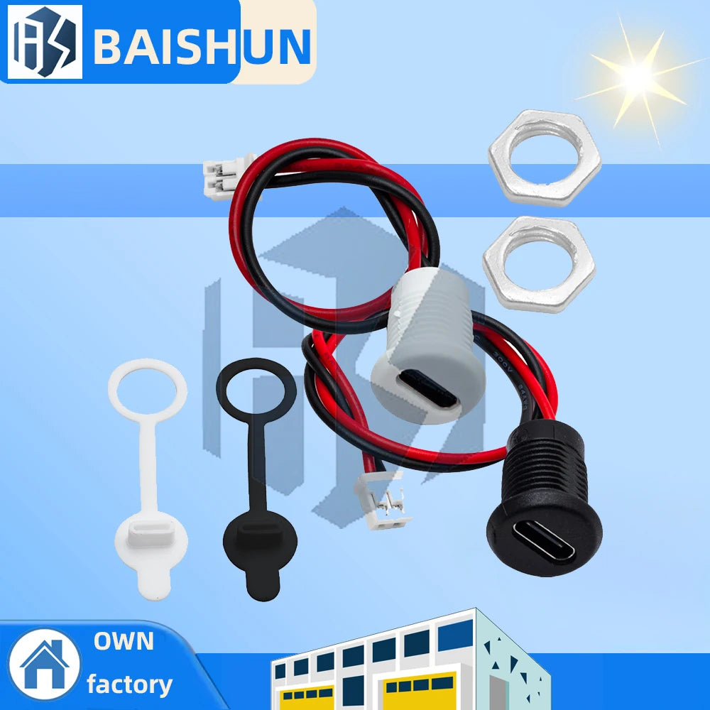USB Type-c Female Connector Waterproof Snap-lock Board-mount Zpaxo