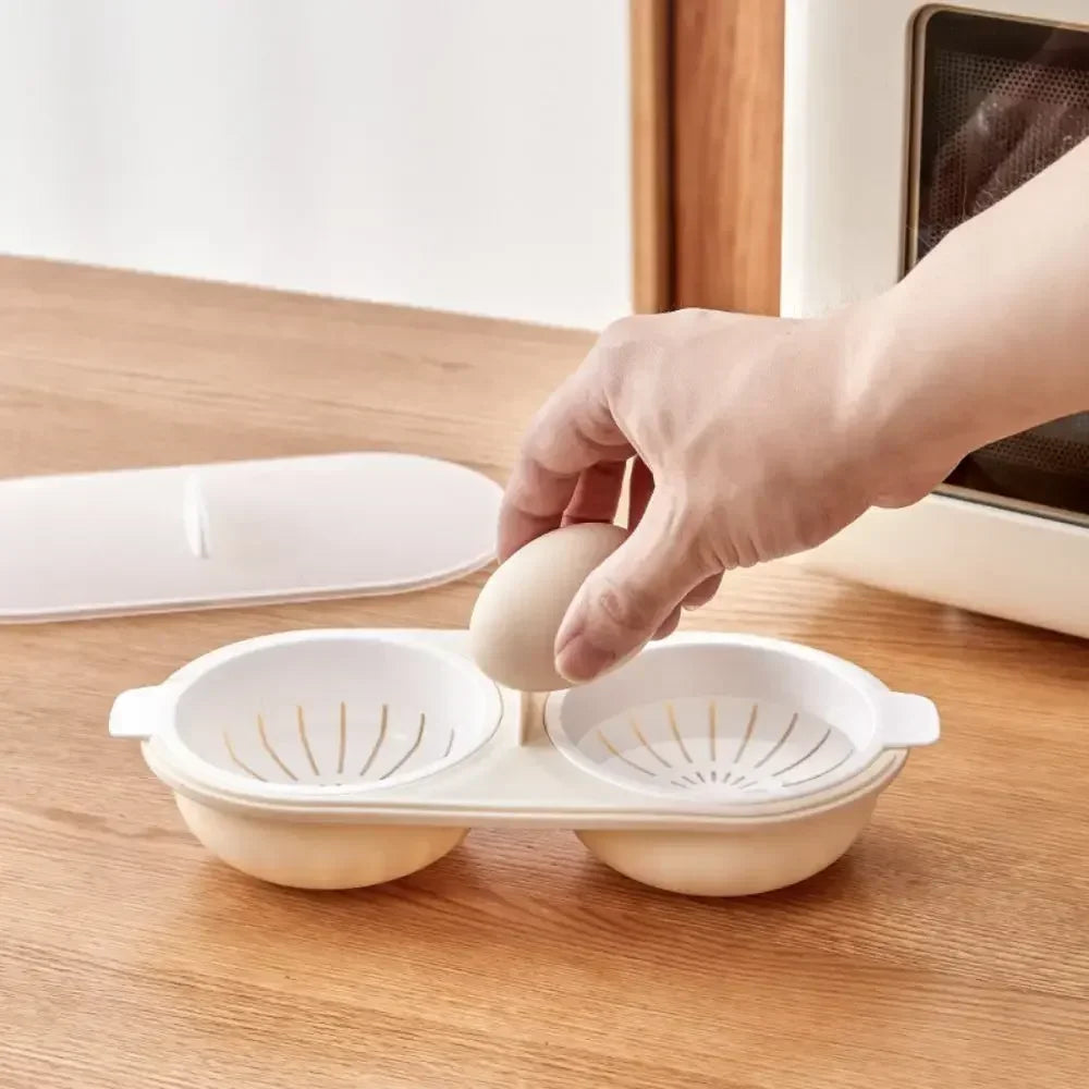 Microwave Egg Poacher Double-Cup BPA-Free Egg Boiler Mold Microwave Egg Poacher Zpaxo