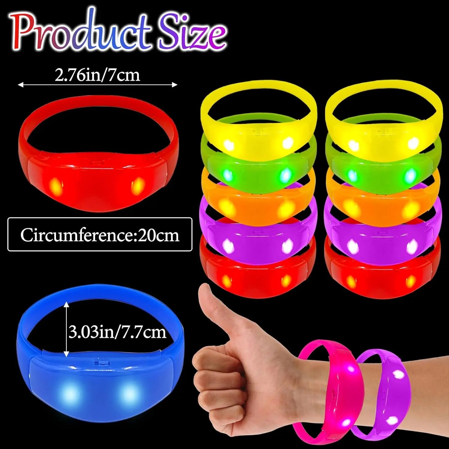 LED Light Up Bracelets Flashing Music Sound Activated Silicone