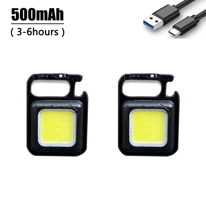 Multi-function LED Portable COB Bright Self Defense Keychain Work Zpaxo 2pcs 500mAh
