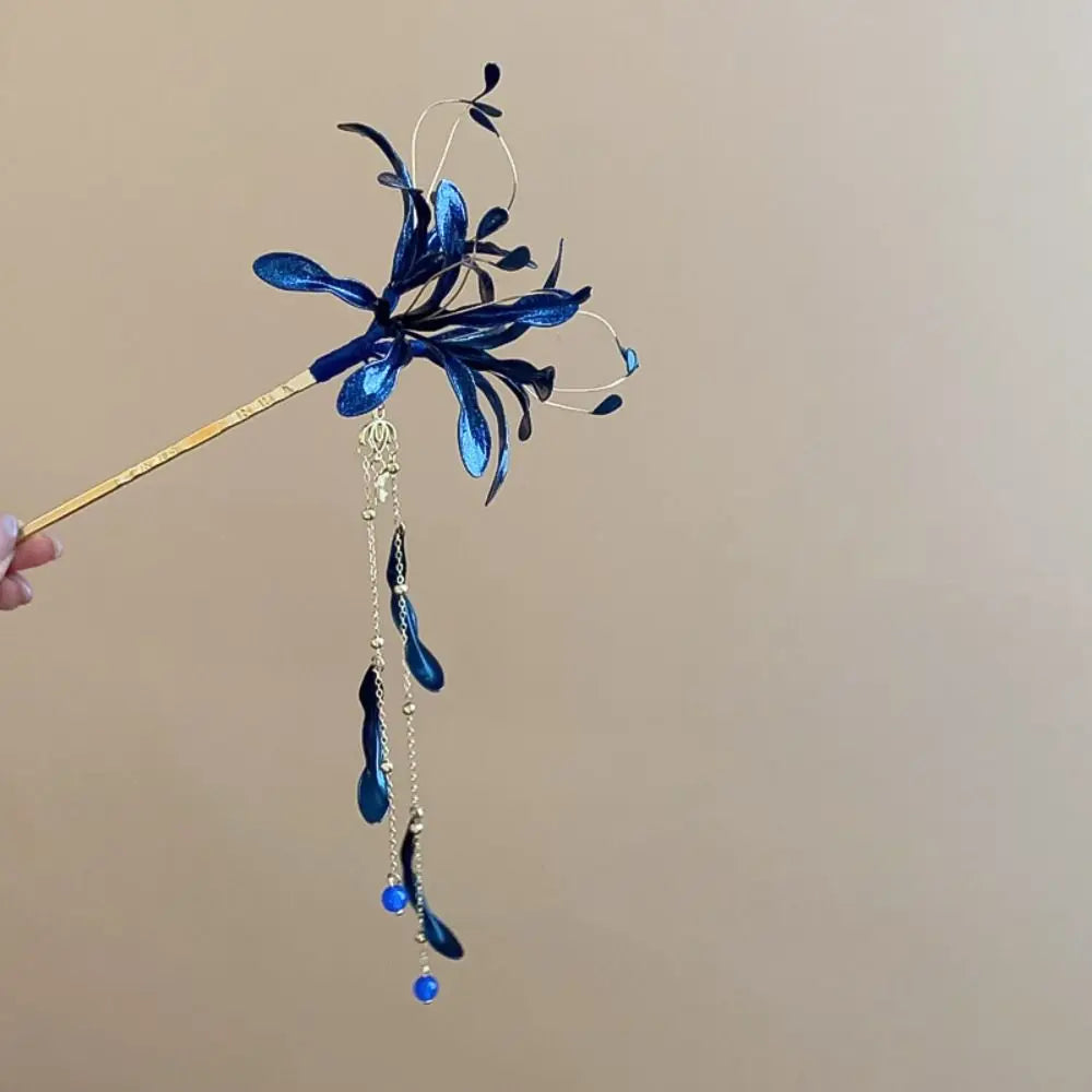 Chinese Spider Lily Flower Hair Sticks Wedding Vintage Dripping Oil Zpaxo