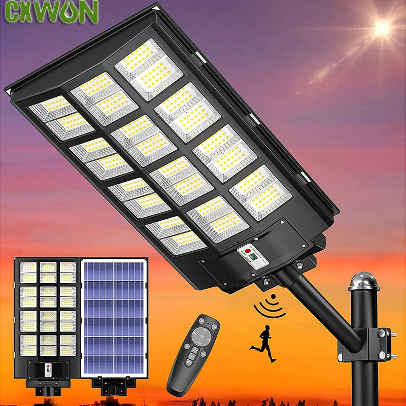 Solar Street Lights Outdoor Motion Detection Waterproof LED Flood Zpaxo