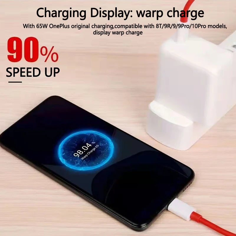 6 5A Fast Charge C Cable 65W Warp Charger Cables USB PD USBC Oneplus