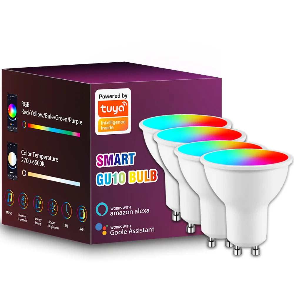 SHINEKNOT GU10 Smart LED Bulb 5W WiFi RGB Dimmable Alexa