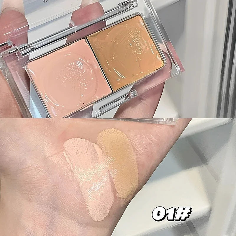 2-Color Concealer Palette Moisturize Long Lasting Cover Dark Circles Acne Pores Cream Shading Highlighter Face Makeup Cometics Zpaxo 01
