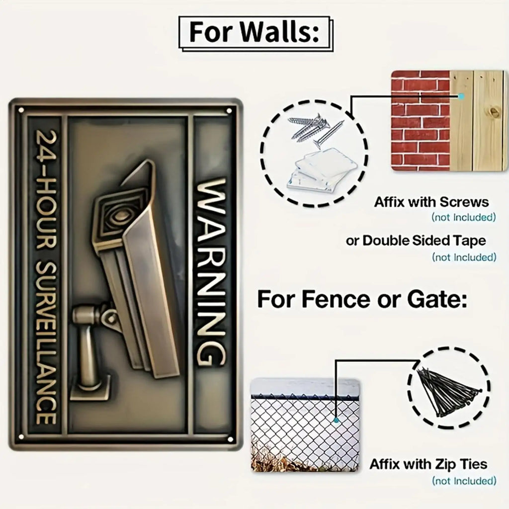 Security Camera Signs Warning No Trespassing Sign Metal Vintage Fade
