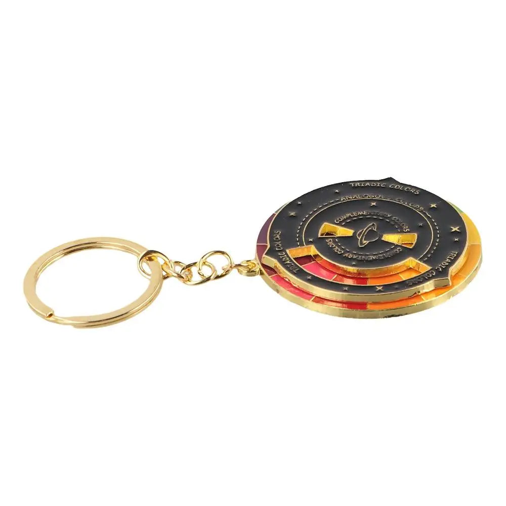 Color Wheel Color Wheel Keyring Rotatable Turntable Spinning Color Compass Keychain Metal Palette Rotable Color Palette Keychain Zpaxo