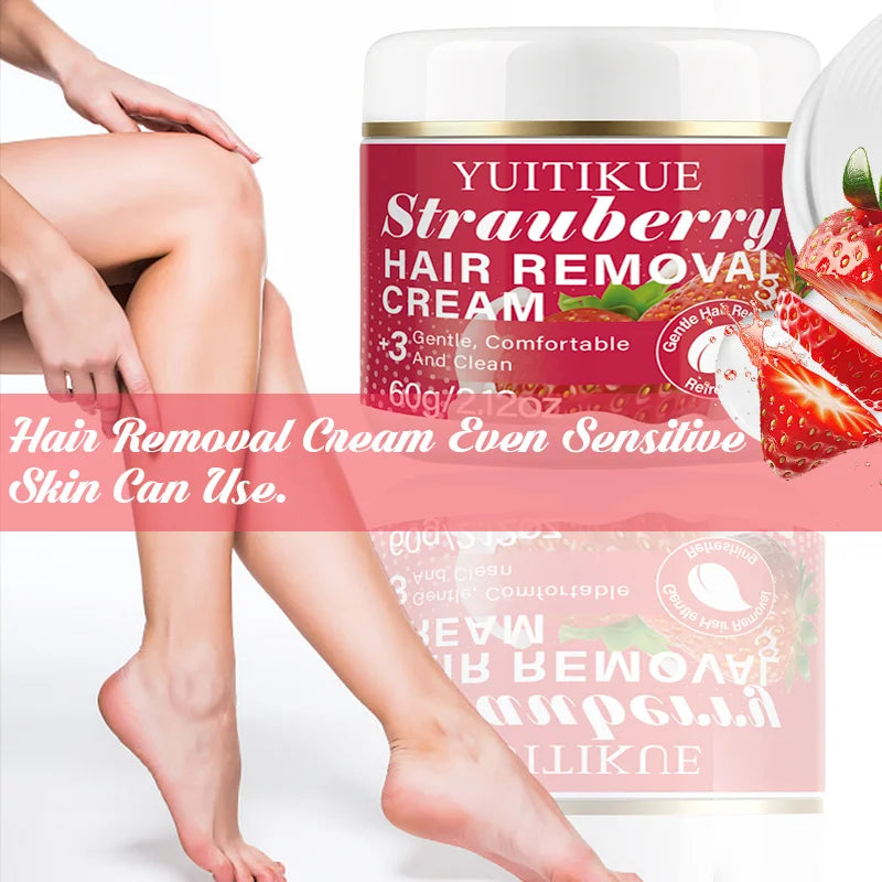 YUITIKUE Strawberry Hair Removal Cream for Sensitive Skin 60g Hair Removal Cream Zpaxo