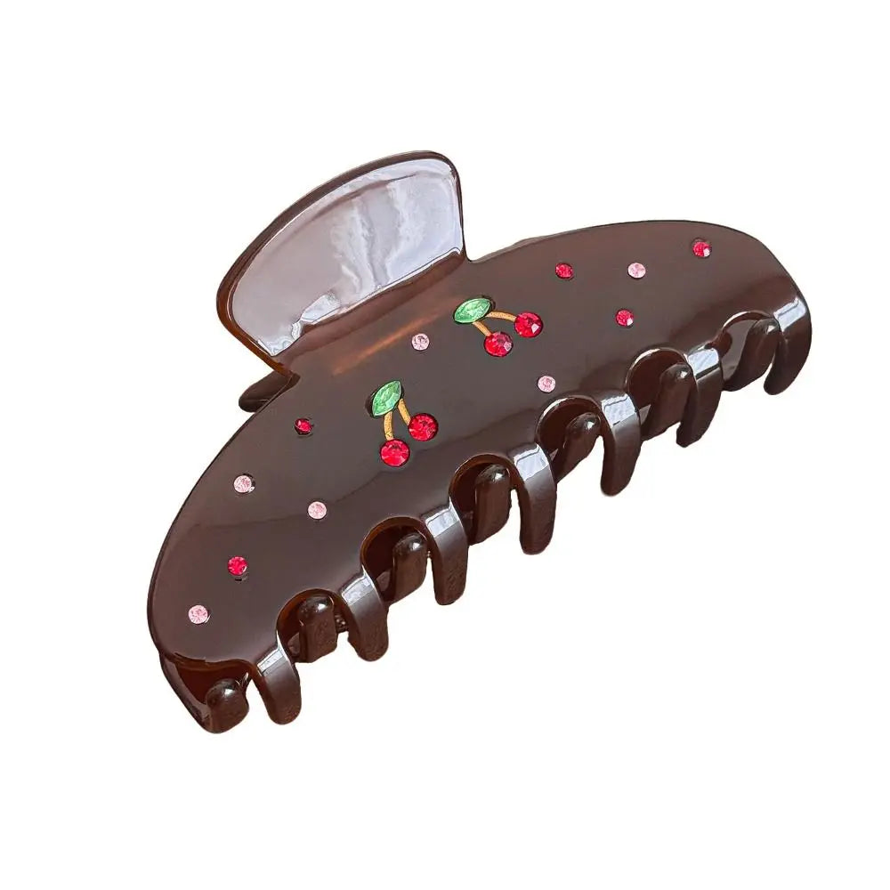 New Diamond-Studded Acetate Hair Claw Butterfly Shape Floral Pattern Hair Clip Sweet Style Elegant Shark Clip Back-Head Updos Zpaxo
