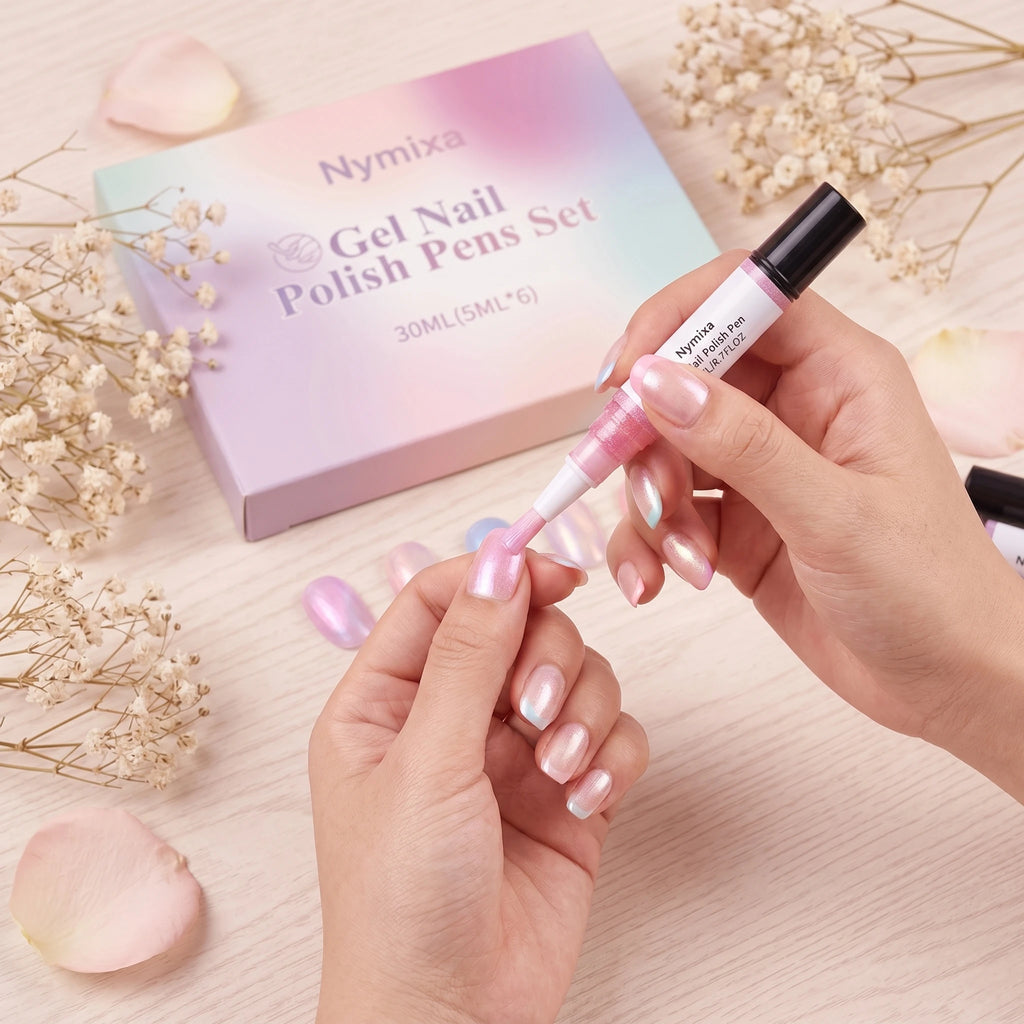Nymixa Macaron Pearlescent Gel Nail Polish Pen Set – 6pcs DIY Gel Nail Polish Set Zpaxo