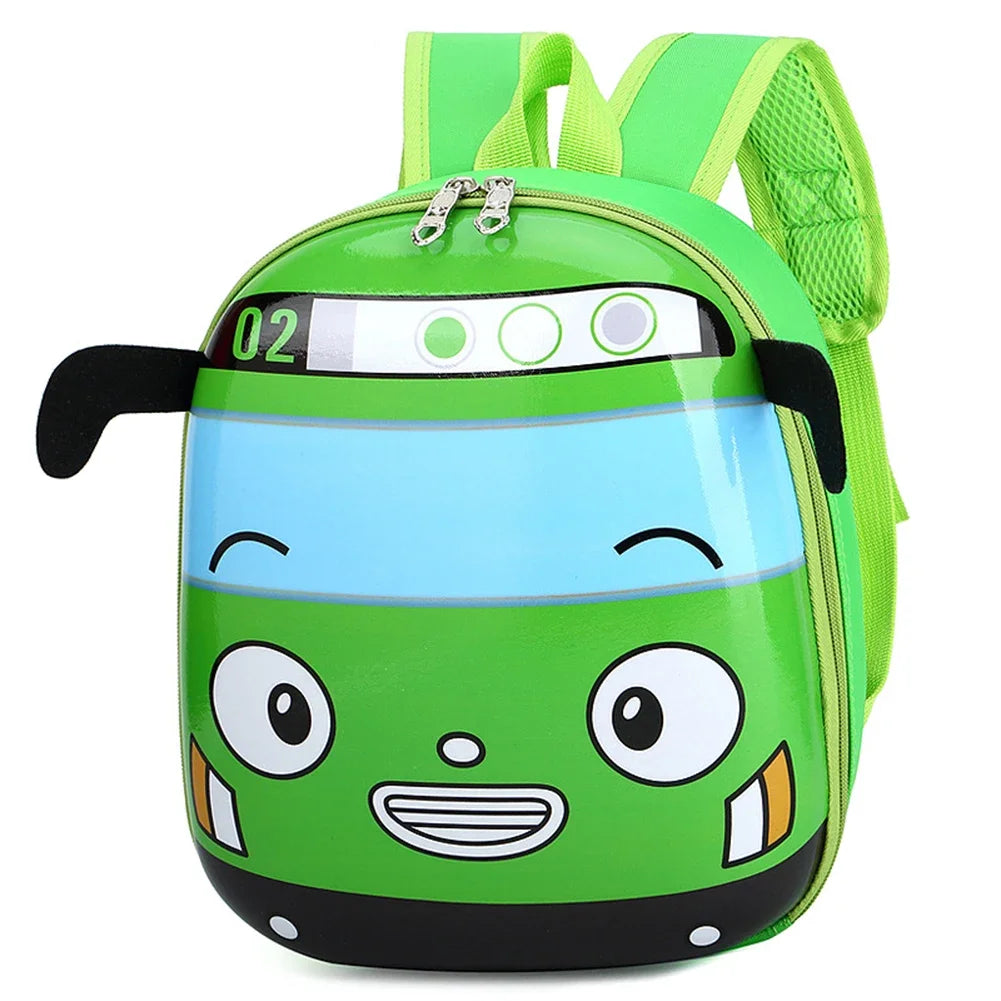 Cute 3D Cartoon Bus Kindergarten Children School Bag Backpack Girls Boys Satchel Zpaxo Green