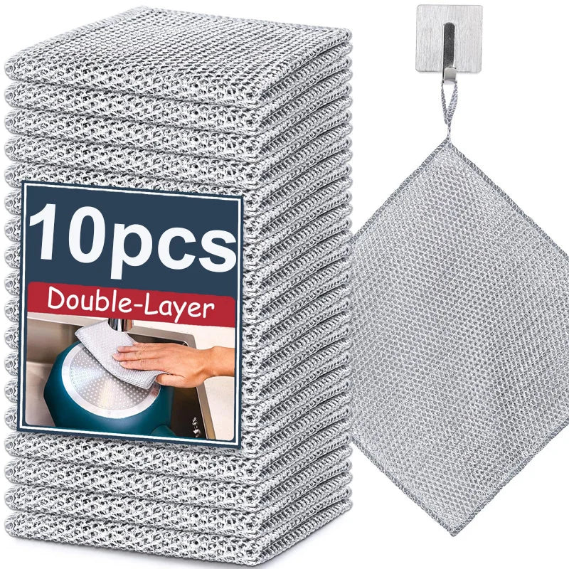 Multifunctional Non-Scratch Wire Dishcloth Wire Dishcloth Multipurpose Wire Microfiber Cloth Cleaning Cloth Magic Dish Towel Zpaxo