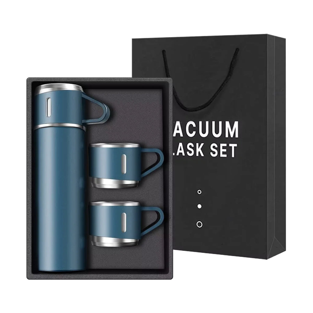 Coffee Thermos Stainless Steel Vacuum-Insulated Water Bottle, 500ml/16.9oz Insulated Bottle with Cup for Hot & Cold Drink Travel Zpaxo blue