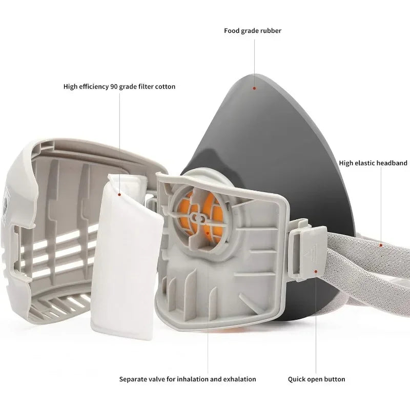 Reusable Half-Face Respirator Mask with Filters | Industrial