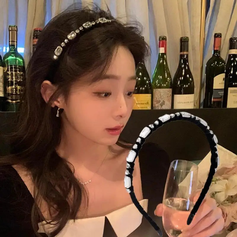 Velvet Rhinestone Headband for Women – Luxury Hair Hoop