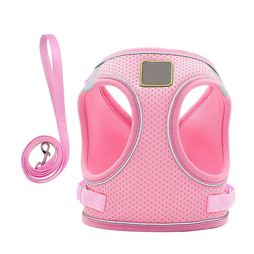 Reflective Dog Harness Vest Pet Chest Strap Leash Puppy Outdoor Night