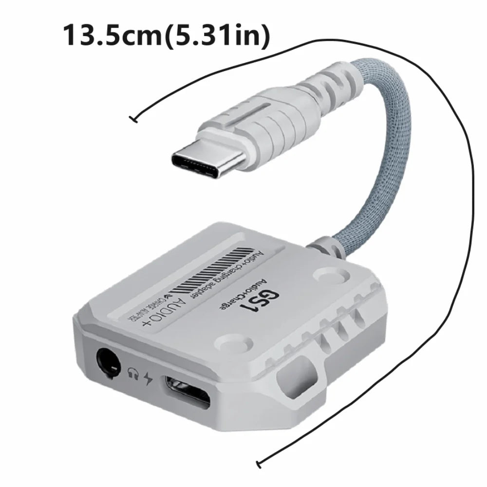 Type-c Interface 1 USB C Adapter 60W Double Port Headphone Converter Zpaxo