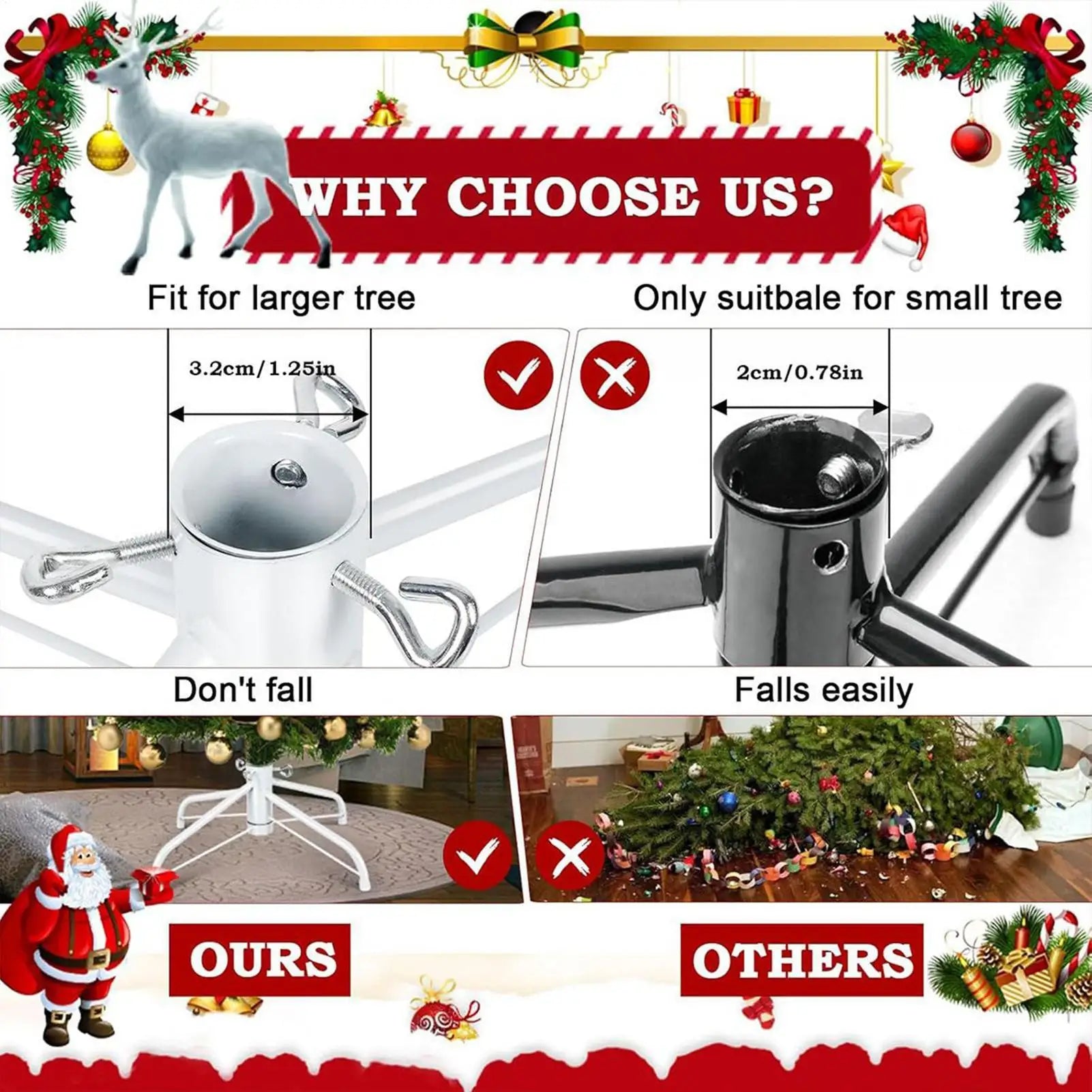 Christmas Tree Stand Artificial Metal Base Decorative Display