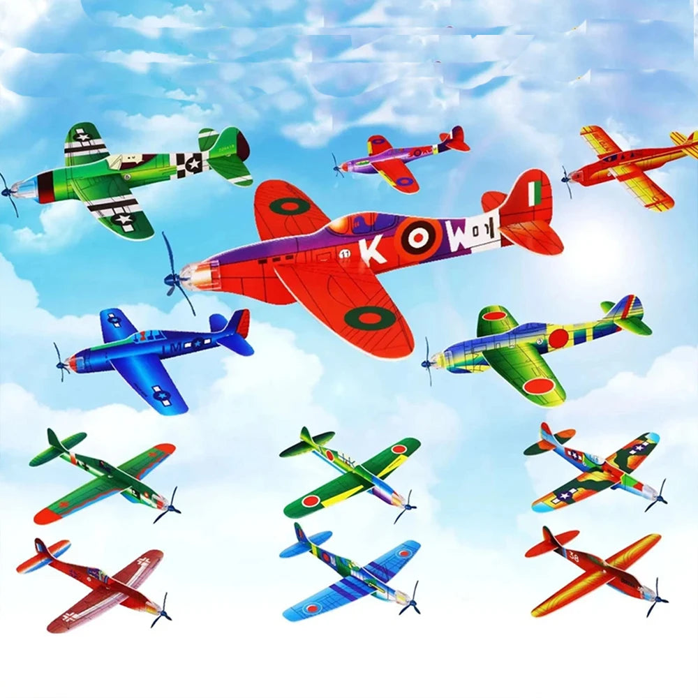 12Pcs Foam Airplane Toy Glider Planes for Kids Party Favors Birthdays Gifts Prize Airplane Model Outdoor Flying Toys Zpaxo