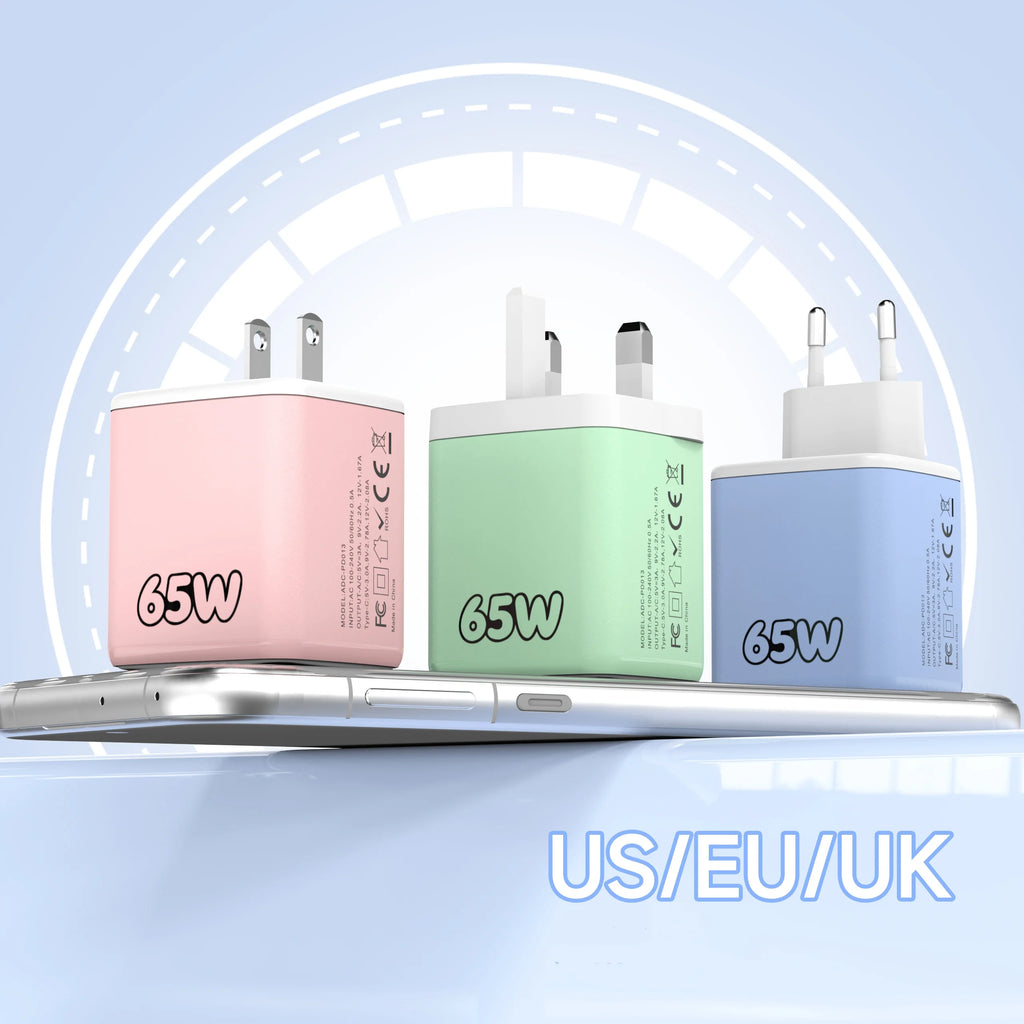 65W PD USB-C Charger & Retractable Cable – Quick Charge 3.0 USB-C Wall Charger Zpaxo