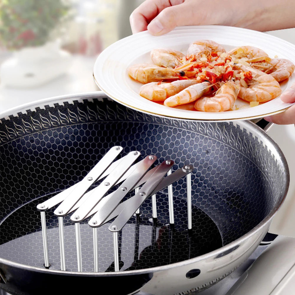 Pot Lid Rack Pan Lid Organizer Retractable Foldable Stainless Steel Plate Dish Holder Shelf Tableware Storage Kitchen Gadgets Zpaxo