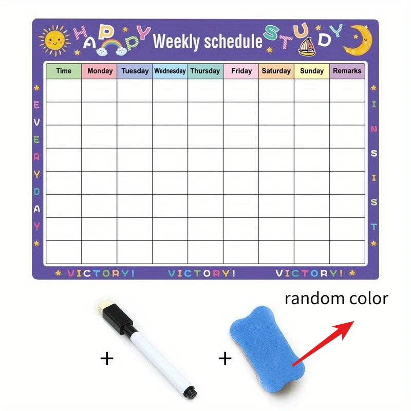 Erasable Fridge Calendar Colorful Weekly Monthly Dry-erase Planner