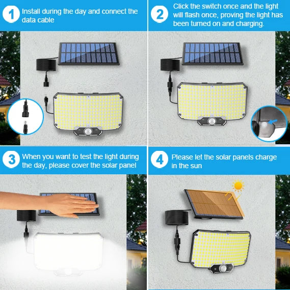 234/280 LED Solar Lights 3 Working Modes Super Bright Motion Sensor Outdoor IP65 Waterproof Flood Wall Security Lights Yard Zpaxo